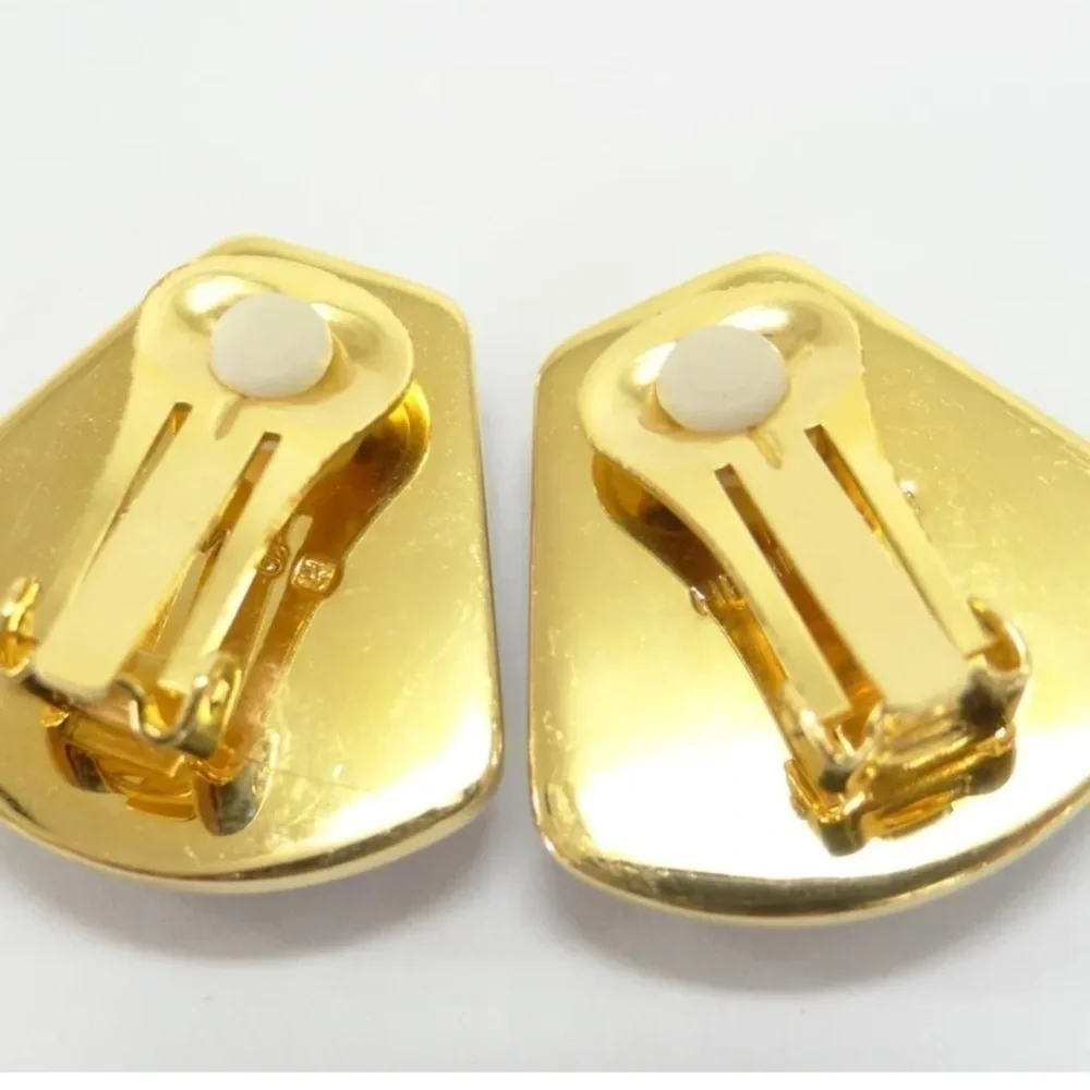 Authentic HERMES Clip-on Earrings Blue x Gold Tone RARE - Picture 4 of 10